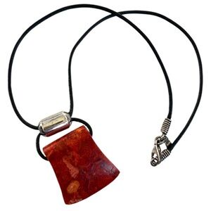 Silpada Sponge Coral Leather Necklace